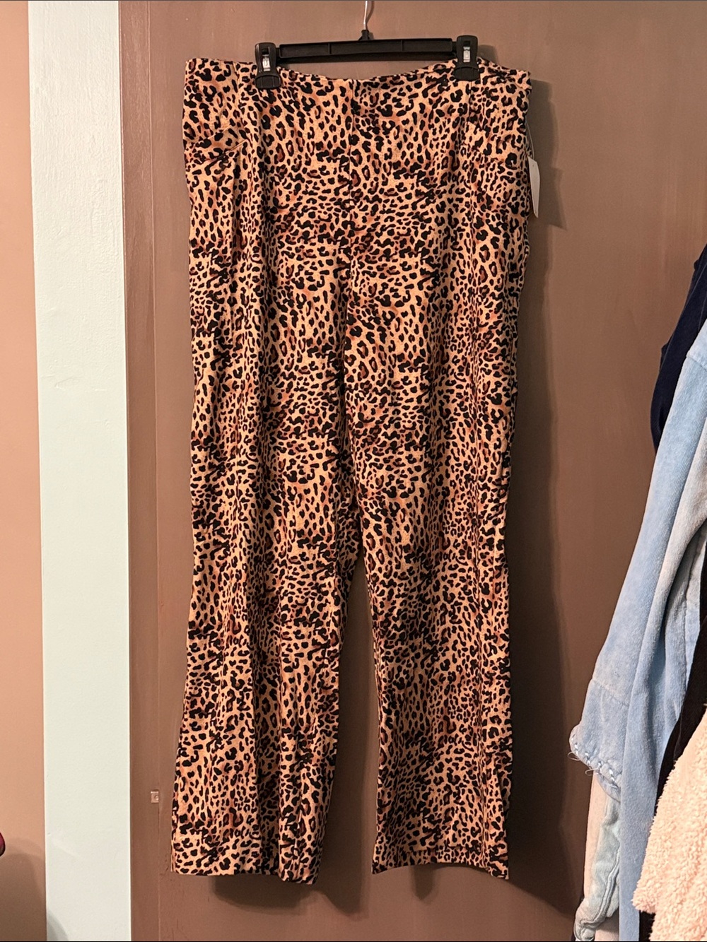 Cleo XL Full Length Leopard Print Pull-On Pants - Brown/Black Tonia Regular